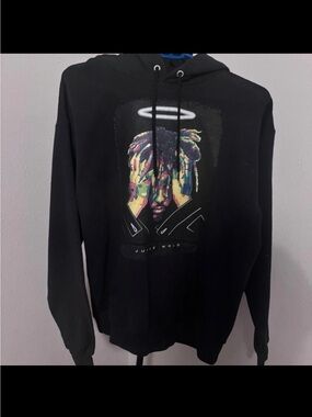 Juice Wrld Black Graphic Hoodie with Color and halo
